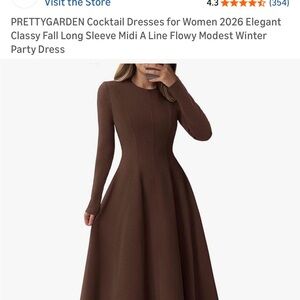 PRETTYGARDEN Women's Brown Midi Dress